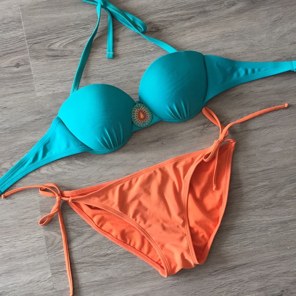 Xhilaration Bikini blue and orange size medium